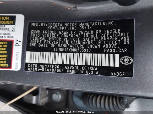 Toyota CAMRY SE 2017 4T1BF1FK8HU785910 Image 9
