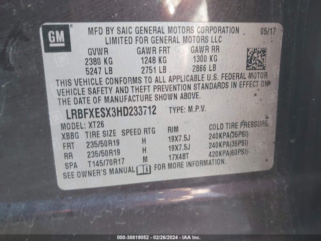 Buick Envision Premium I 2017 LRBFXESX3HD233712 Image 9