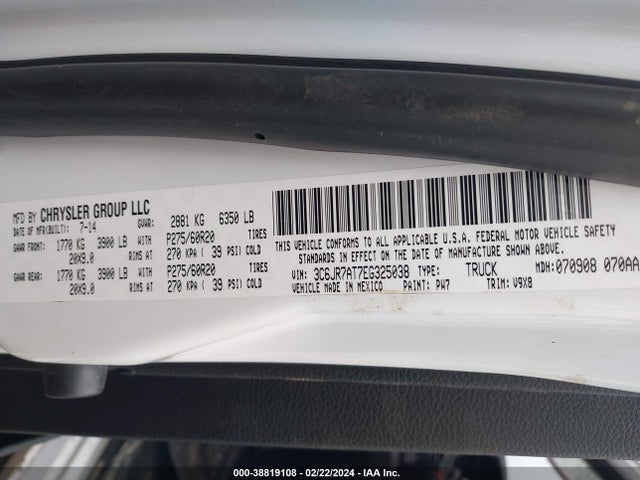 RAM 1500 Express 2014 3C6JR7AT7EG325038 Image 9