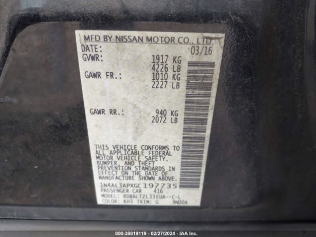 1N4AL3APXGC197735 Nissan Altima 2.5 Sl