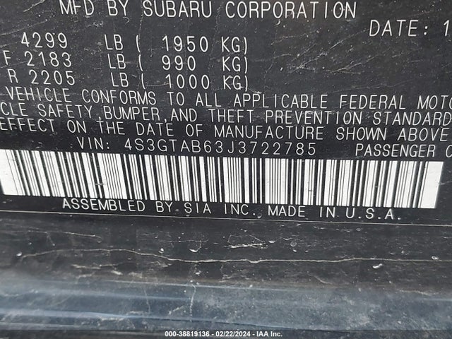 Subaru Impreza 2.0i Premium 2018 4S3GTAB63J3722785 Image 9