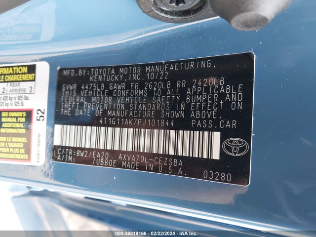 Toyota CAMRY SE 2023 4T1G11AK7PU101844 Image 9