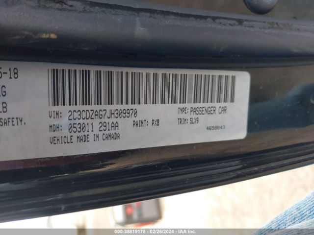 2C3CDZAG7JH309970 Dodge Challenger Sxt Plus