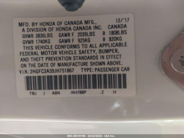 2HGFC3A59JH751867 Honda CIVIC SI