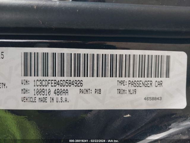 1C3CDFEB4GD584926 Dodge DART GT