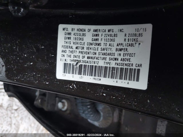 Honda ACCORD LX 2016 1HGCR2F36GA057812 Image 9
