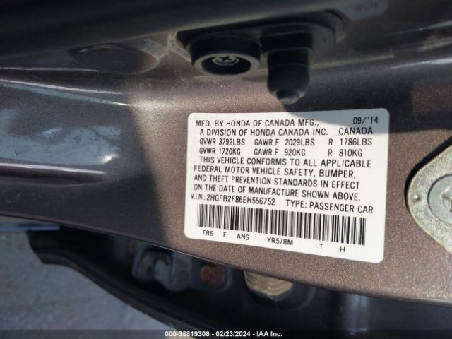 2HGFB2F86EH556752 Honda CIVIC EX
