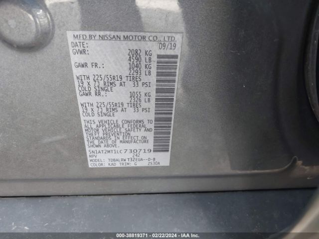 5N1AT2MT1LC730719 Nissan Rogue Sl Fwd