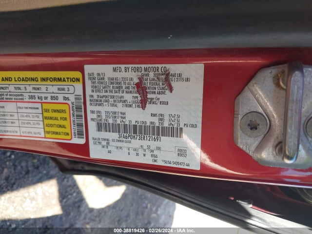 Ford FUSION SE 2014 3FA6P0H73ER121691 Image 9