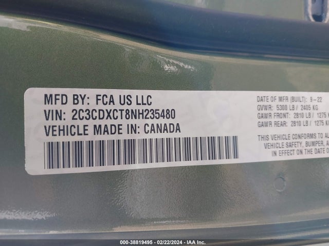 2C3CDXCT8NH235480 Dodge CHARGER R/T