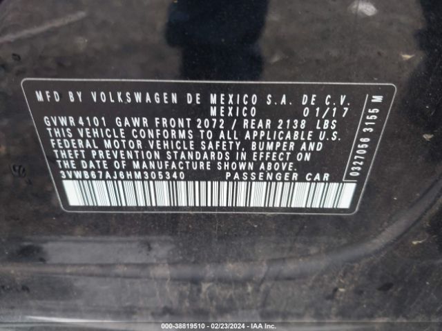 3VWB67AJ6HM305340 Volkswagen Jetta 1.4t Se