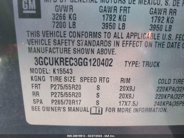 Chevrolet Silverado 1500 2lt 2016 3GCUKREC3GG120402 Image 9