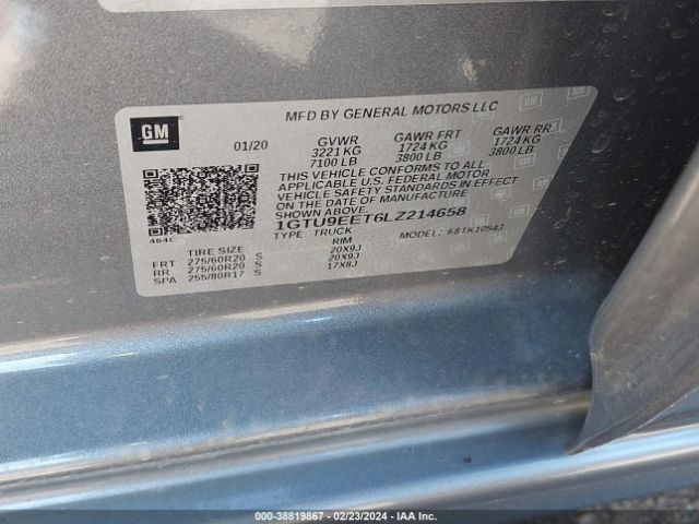 1GTU9EET6LZ214658 GMC Sierra 1500 4wd  Short Box At4