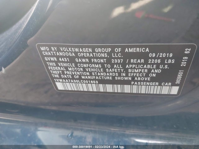 1VWAA7A30LC001653 Volkswagen Passat 2.0t S