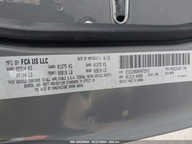 Dodge Charger Sxt Rwd 2019 2C3CDXBGXKH672915 Image 9