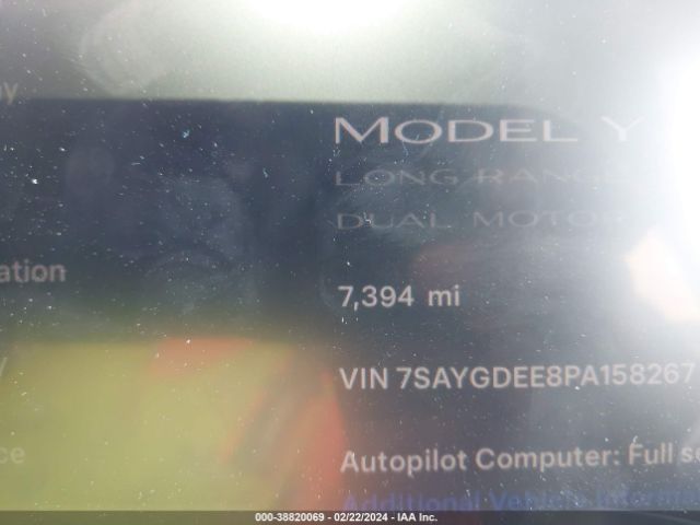 7SAYGDEE8PA158267 Tesla Model Y Awd/long Range Dual Motor All-wheel Drive
