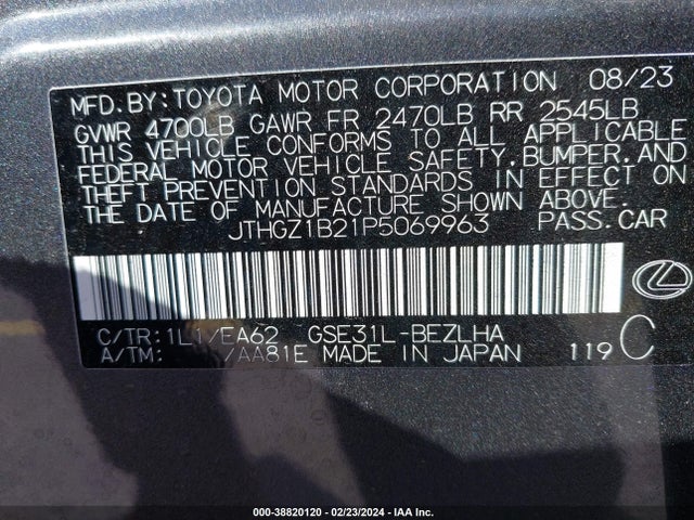 JTHGZ1B21P5069963 Lexus Is Is 350 F Sport
