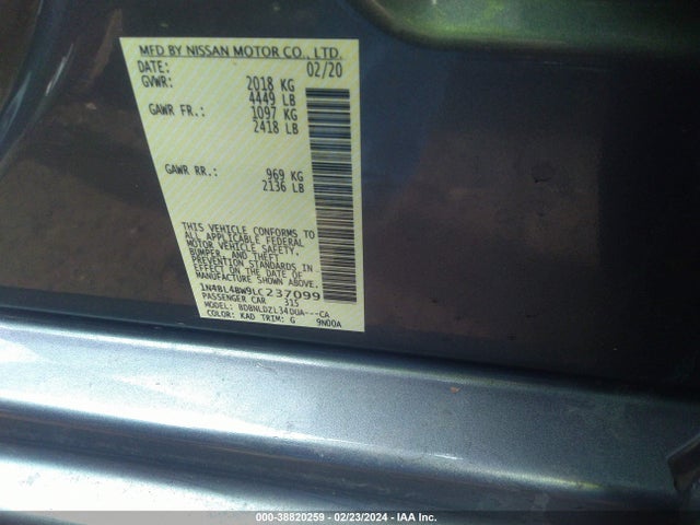 1N4BL4BW9LC237099 Nissan Altima S Intelligent Awd