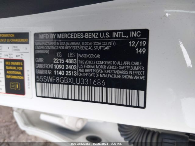 55SWF8GBXLU331686 Mercedes-Benz Amg C 63