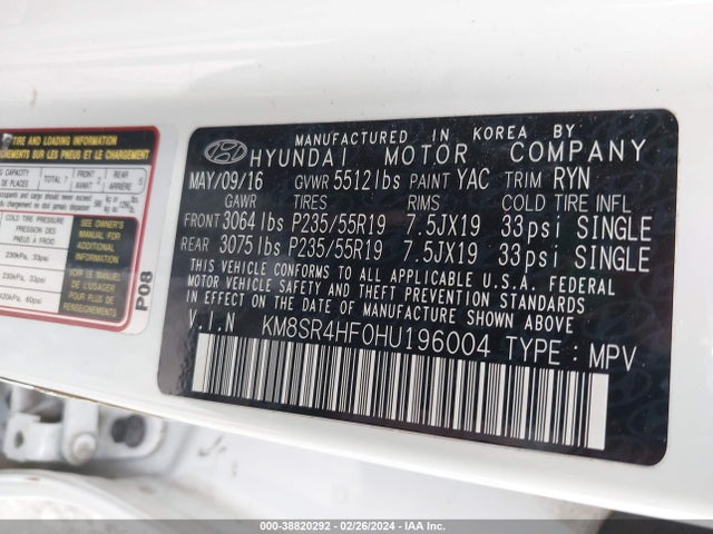Hyundai Santa Fe Se Ultimate 2017 KM8SR4HF0HU196004 Image 9