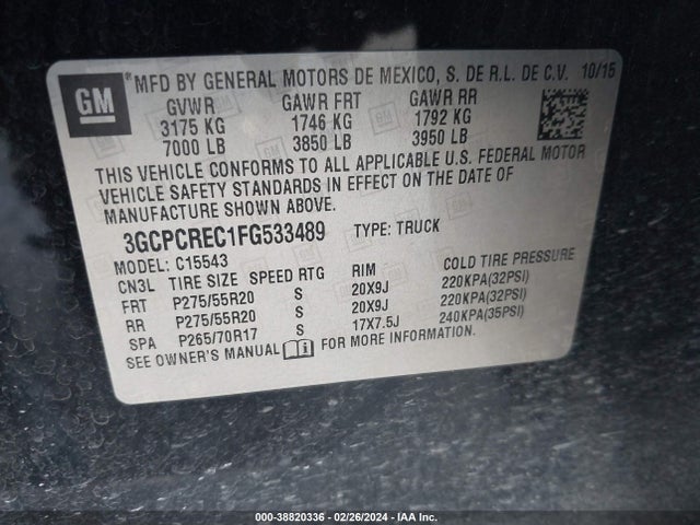 Chevrolet Silverado 1500 1lt 2015 3GCPCREC1FG533489 Image 9