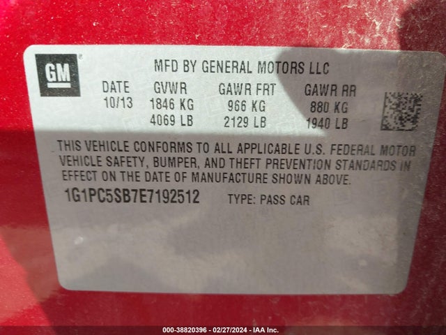 Chevrolet Cruze 1lt Auto 2014 1G1PC5SB7E7192512 Image 9