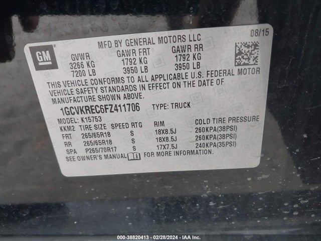 Chevrolet Silverado 1500 2lt 2015 1GCVKREC6FZ411706 Image 9