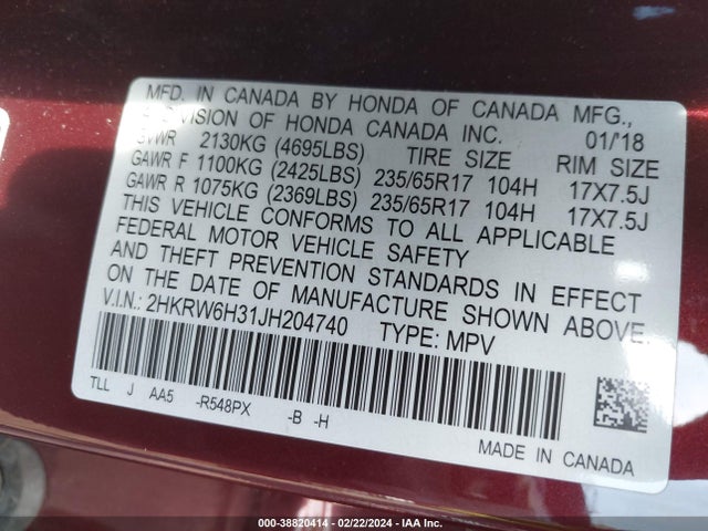 Honda CR-V LX 2018 2HKRW6H31JH204740 Image 9