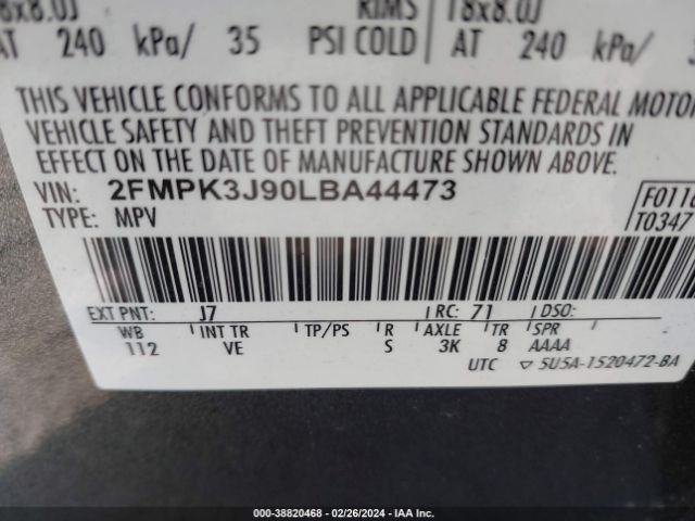 2FMPK3J90LBA44473 Ford EDGE SEL