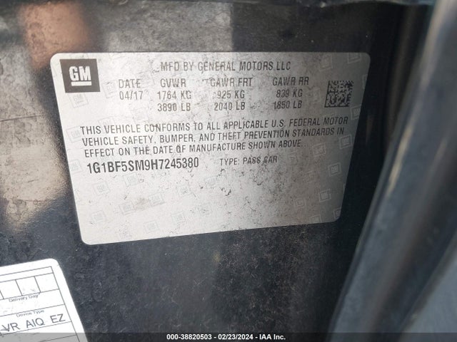 Chevrolet Cruze Premier Auto 2017 1G1BF5SM9H7245380 Image 9