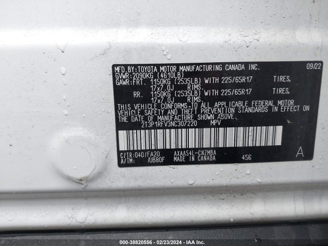 Toyota Rav4 Xle 2022 2T3P1RFV3NC307220 Image 9
