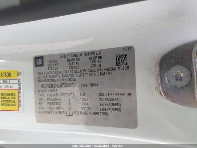 Chevrolet Silverado 1500 Wt 2017 1GCNCNEH5HZ334850 Image 9