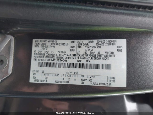 Ford ESCAPE S 2014 1FMCU0F74EUE56066 Image 9