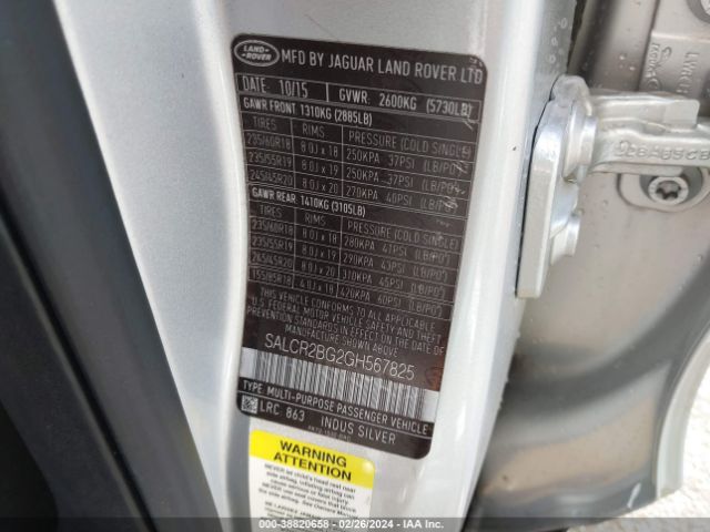 SALCR2BG2GH567825 Land Rover Discovery Sport Hse