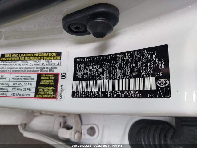 Toyota COROLLA LE 2014 2T1BURHE7EC179393 Image 9