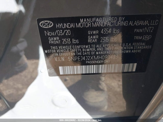 Hyundai Sonata Sel Plus 2021 5NPEJ4J2XMH090423 Image 9