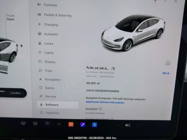 5YJ3E1EB3KF406809 Tesla Model 3 Long Range/performance