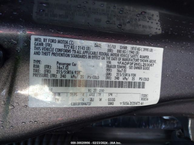 1FADP3F26EL203087 Ford FOCUS SE