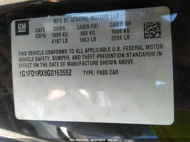 Chevrolet Camaro 2lt 2016 1G1FD1RX8G0163552 Image 9