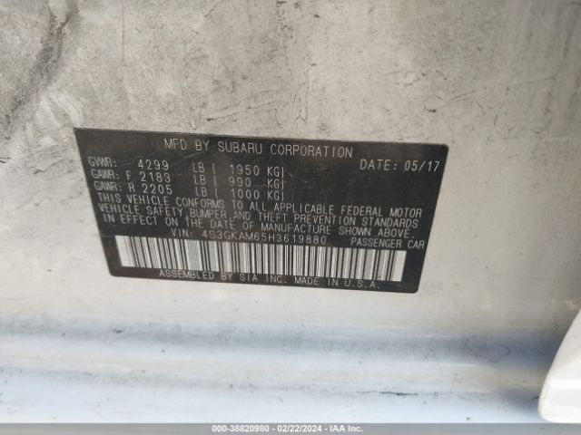 4S3GKAM65H3619880 Subaru Impreza 2.0i Sport