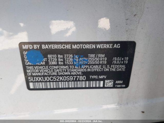 5UXKU0C52K0S97780 BMW X6 Sdrive35i