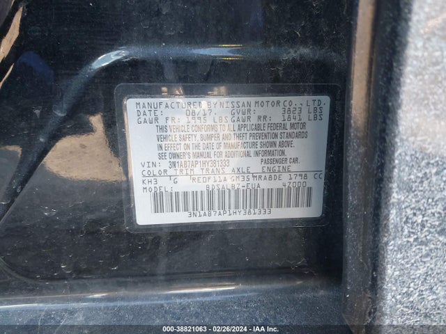 Nissan SENTRA S 2017 3N1AB7AP1HY381333 Image 9