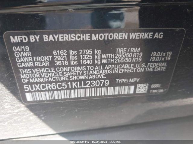 5UXCR6C51KLL23079 BMW X5 Xdrive40i