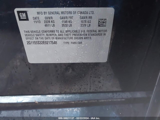 Chevrolet IMPALA 2LZ 2014 2G1155S32E9217548 Image 9
