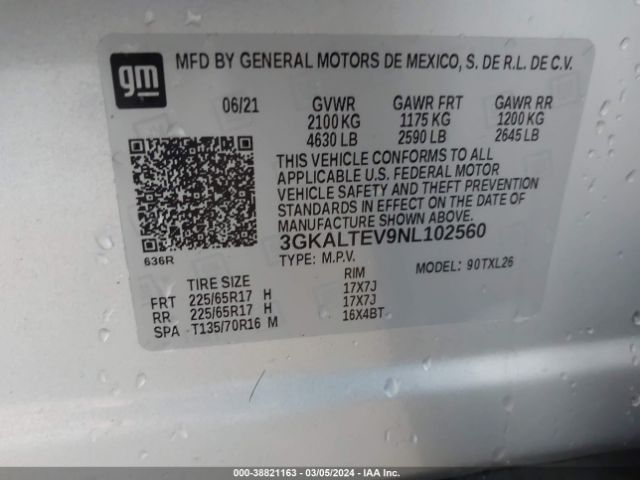 3GKALTEV9NL102560 GMC Terrain Awd Sle