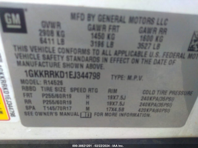 GMC Acadia Slt-1 2014 1GKKRRKD1EJ344798 Image 9
