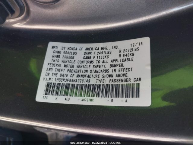 1HGCR3F99HA020149 Honda Accord Touring V6
