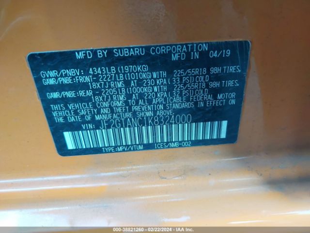 JF2GTANC1K8324000 Subaru Crosstrek 2.0i Limited