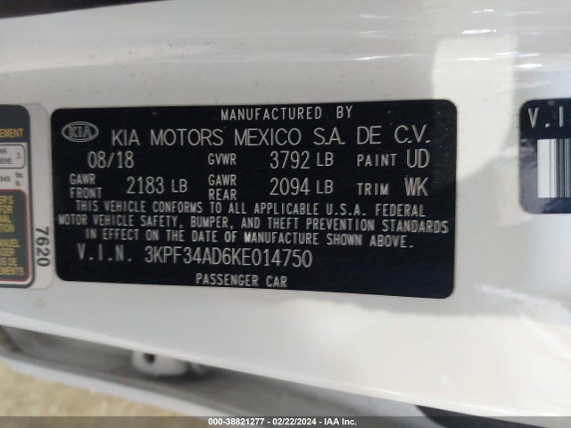 KIA FORTE S 2019 3KPF34AD6KE014750 Image 9
