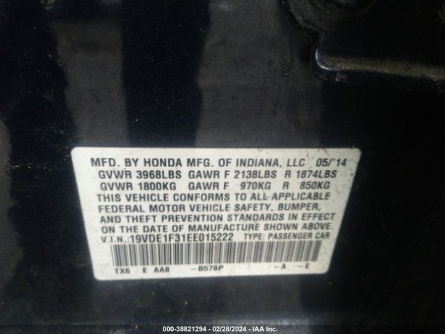 19VDE1F31EE015222 Acura Ilx 2.0l
